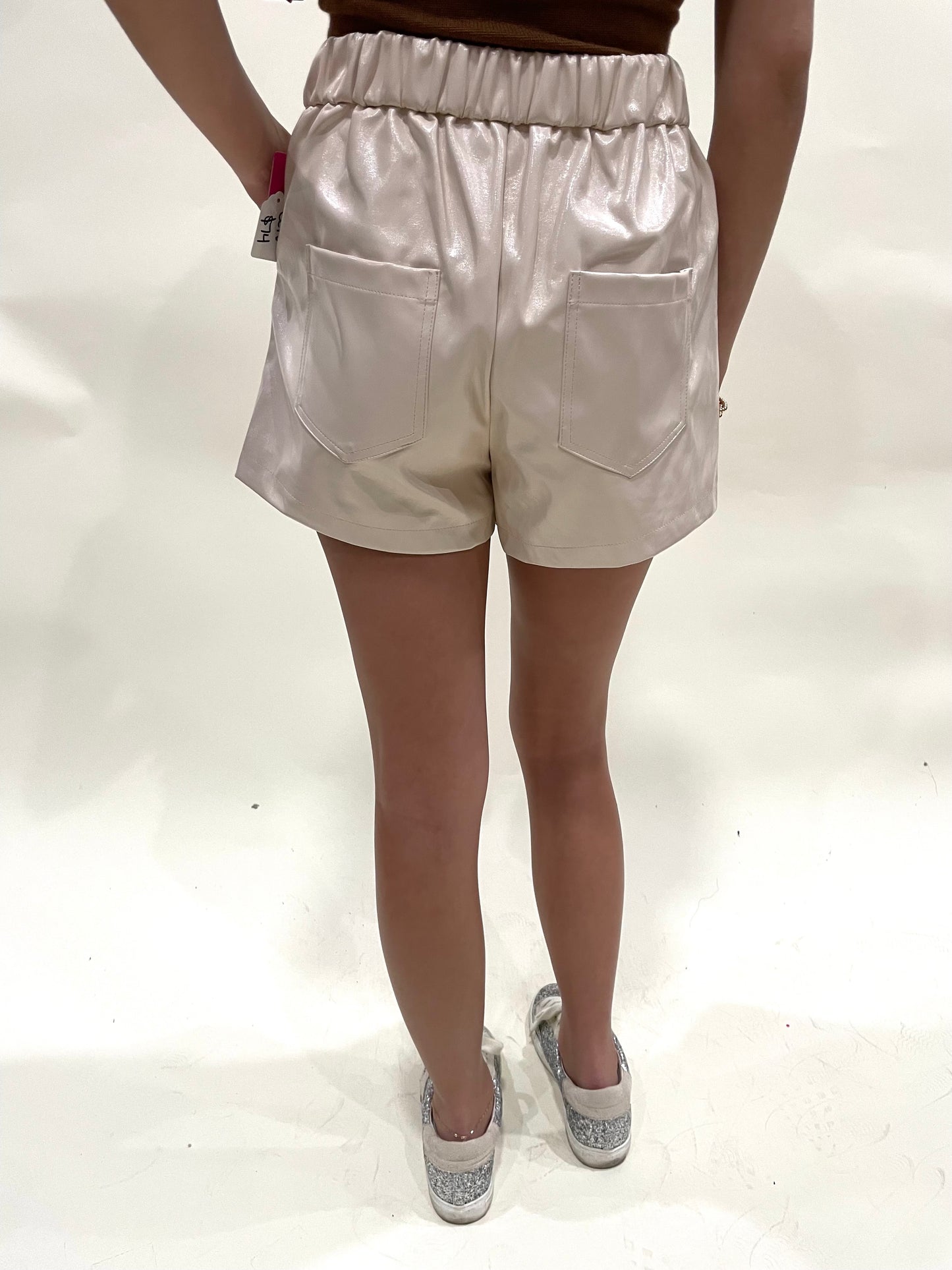 Ecru Pleather Shorts